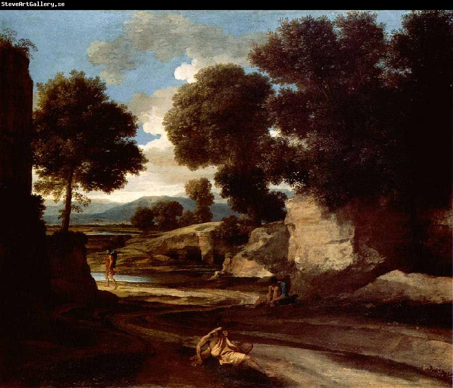 Nicolas Poussin Landscape with Travellers Resting